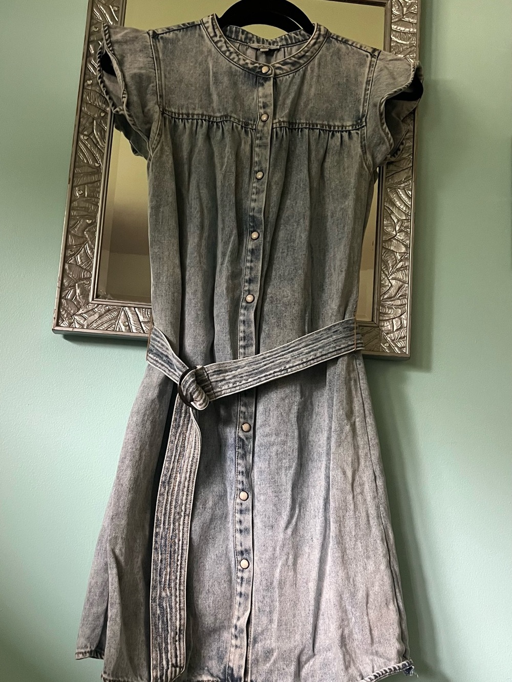 Rails Washed Denim Mini Dress in Gray Wash